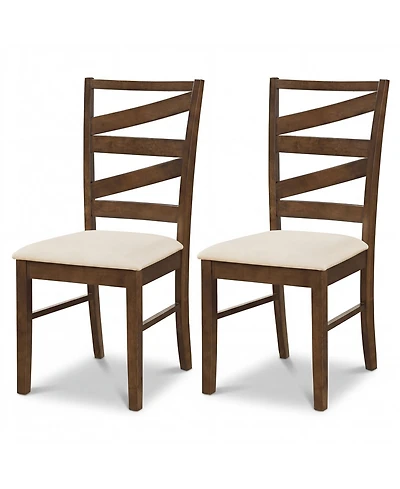 Gymax Dining Chairs Set of with Tall Backrests Linen Fabric Upholstered Seats