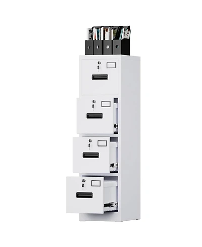 Boyel Living 4 Drawer Metal File Cabinet with Lock, Vertical Filing Cabinet for Letter/Legal/A4/F4, Home Office Storage with Name Card Holder