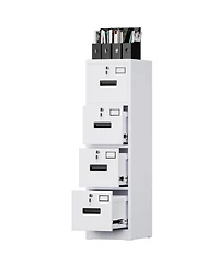 Boyel Living 4 Drawer Metal File Cabinet with Lock, Vertical Filing Cabinet for Letter/Legal/A4/F4, Home Office Storage with Name Card Holder