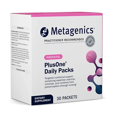 Metagenics PlusOne Daily Prenatal Packs - Prenatal, Pregnancy and Nursing Support - With Folate, Omega-3 Dha/Epa, Choline, Probiotics
