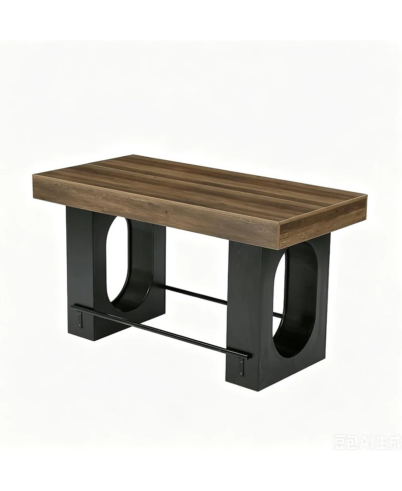 Tribesigns 63" Bar Table: Industrial counter height pub table with footrest. Coffee bar unit for kitchen, bistro, dining room.