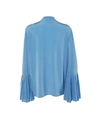 Pre-Owned Stella Mccartney Women's Pleated Flared-Sleeve Silk Blouse