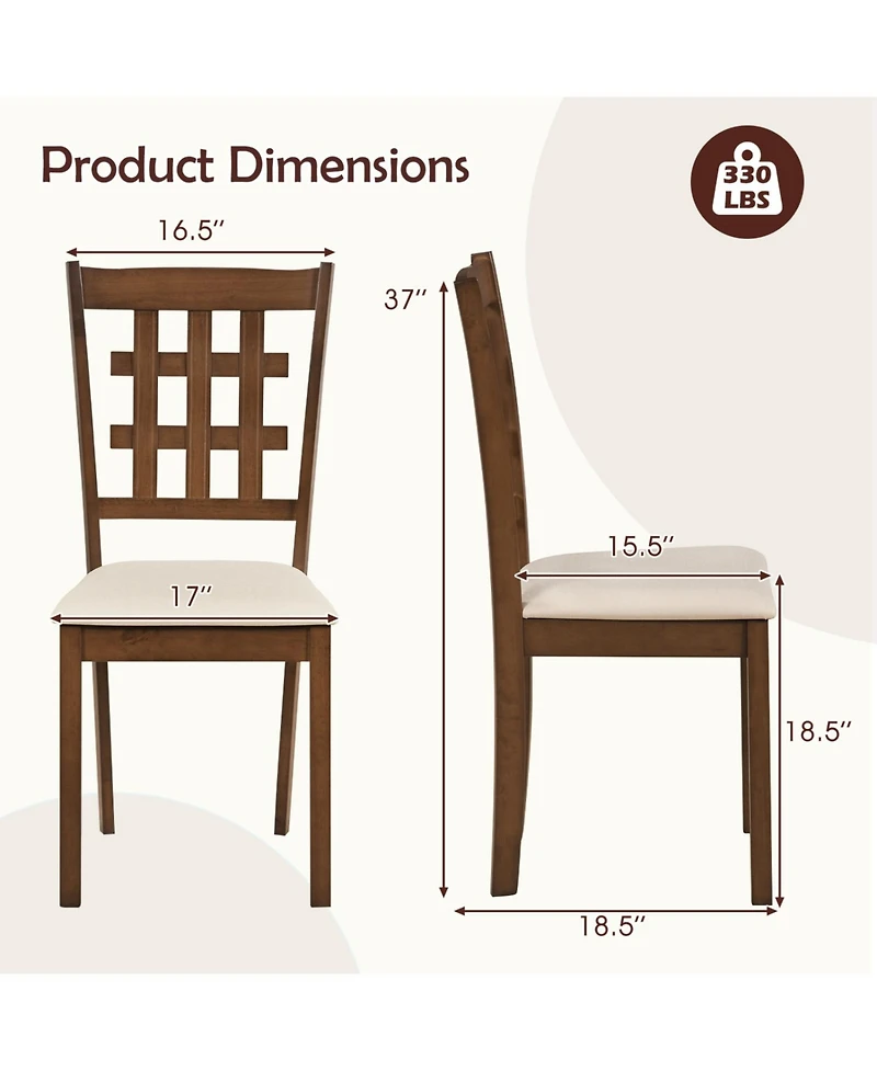 Slickblue Set of 2 Wood Kitchen Chairs with Faux Leather Upholstered Seats