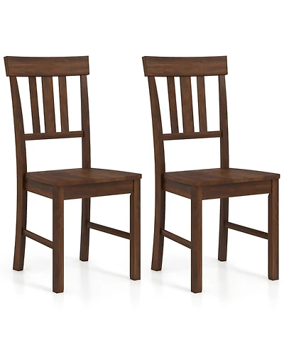 Slickblue Set of 2 Rubber Wood Dining Chairs with High Slat Back Design