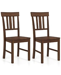 Slickblue Set of 2 Rubber Wood Dining Chairs with High Slat Back Design