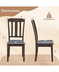 Slickblue Rubber Wood Dining Chairs Set of 2 with Ergonomic Backrest