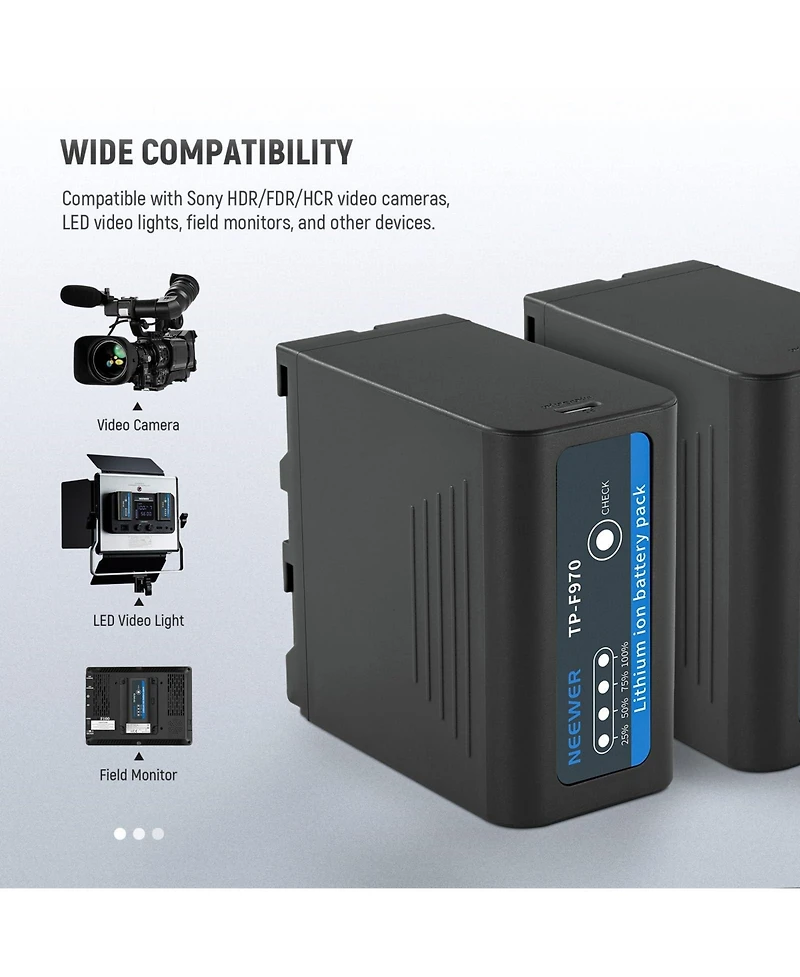 Neewer Np-F970 Camera Battery and Charging Accessory with 7800mAh, 20W, Usb C for select Sony Np-f-series devices