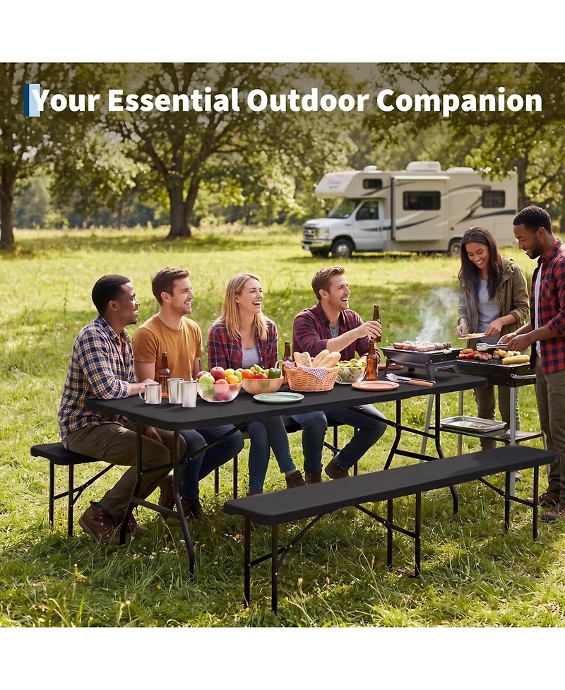 gaomon 6feet Outdoor Portable Hdpe Folding Table with Carrying Handle for Picnic Camping Party Indoor and Use