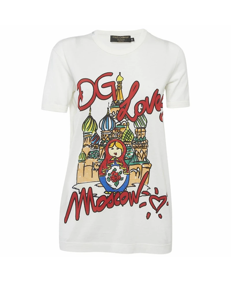 Pre-Owned Dolce & Gabbana Women's Pre-Owned Dolce and Gabbana Moscow Graphic Print Jersey T-Shirt