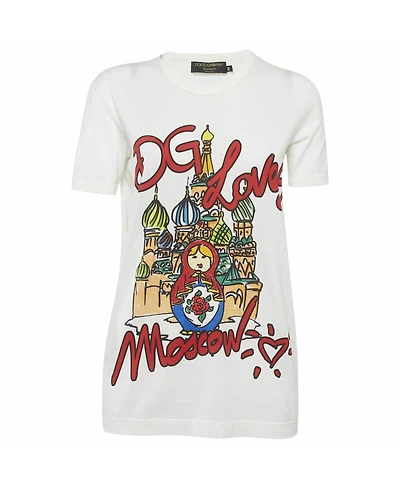Pre-Owned Dolce & Gabbana Women's Pre-Owned Dolce and Gabbana Moscow Graphic Print Jersey T-Shirt