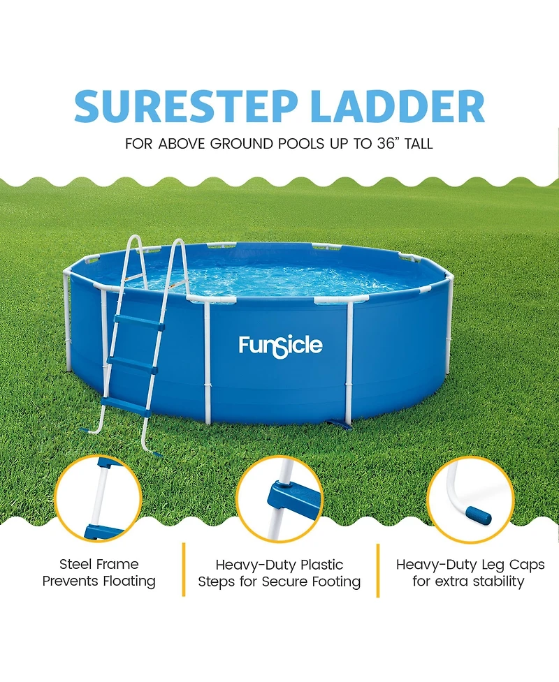 Funsicle 36 Inch SureStep 3 Stair Outdoor Above-Ground Swimming Pool Ladder