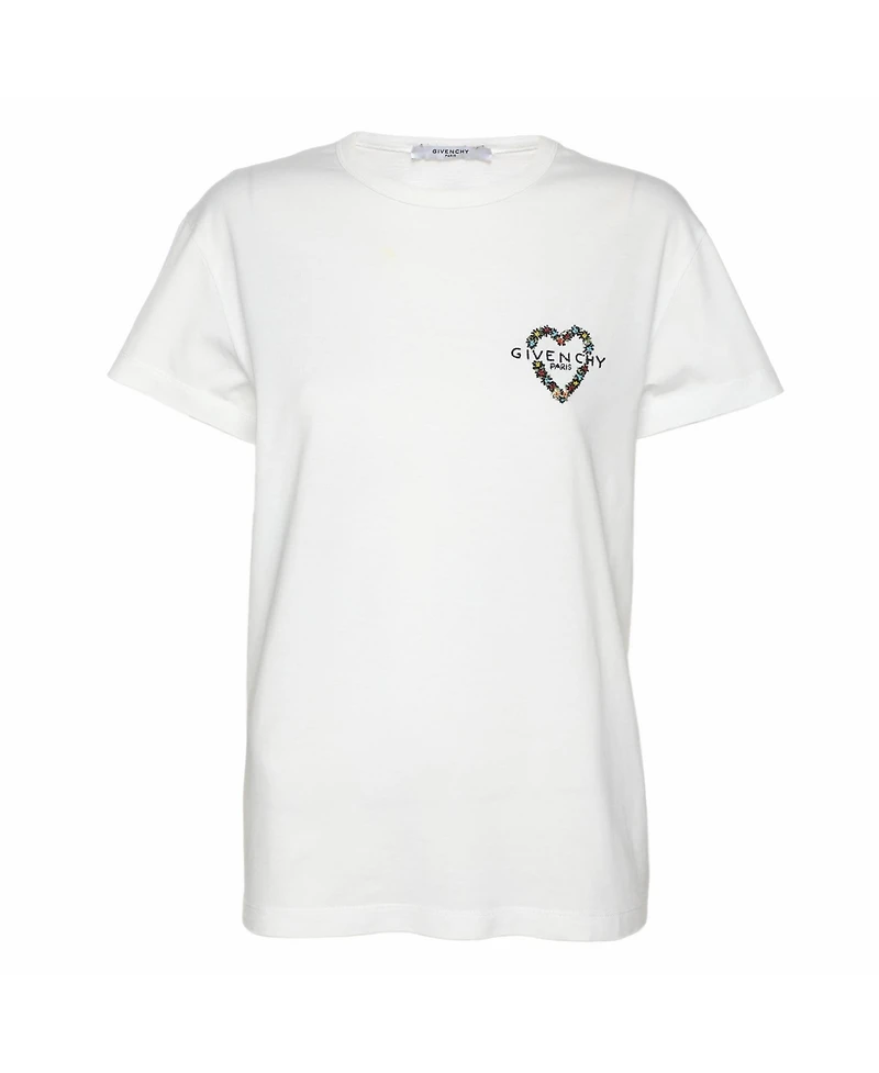 Pre-Owned Givenchy Women's Jersey Embroidered Floral Heart T-Shirt
