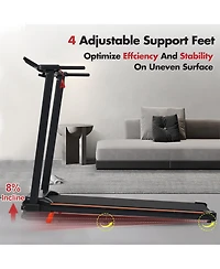 Zeny Treadmill with 8% Incline, Portable Treadmills, Foldable Treadmills with 265 Lbs Capacity,3.0HP Treadmill with 4 Adjustable Support Feet
