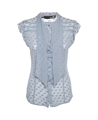 Pre-Owned Love Moschino Women's Fil Coupe Silk Ruffle-Front Top