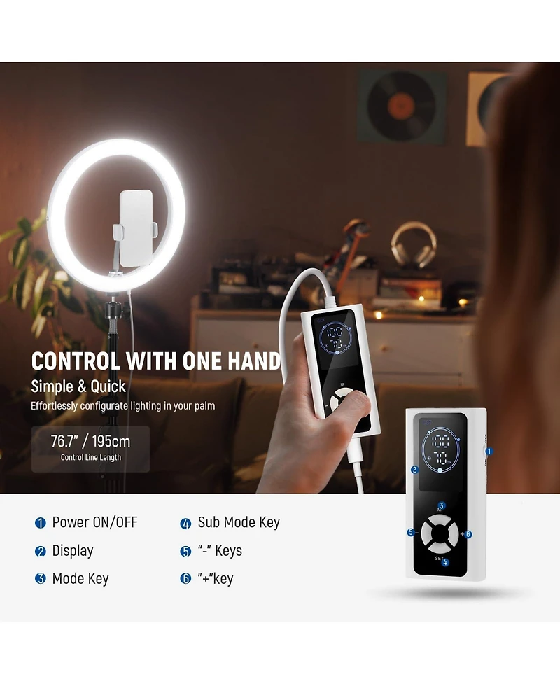 Neewer RH12B Ring Light with 30W, 3290lux, 7000K for select iPhone models