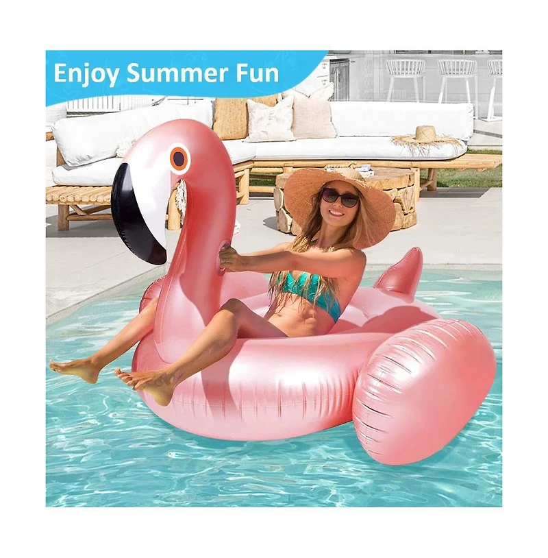 Cowin Flamingo Float Pool, Giant Inflatable Float Pool for Adult, Summer Beach Swimming Raft Amusement Facilities