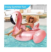 Cowin Flamingo Float Pool, Giant Inflatable Float Pool for Adult, Summer Beach Swimming Raft Amusement Facilities