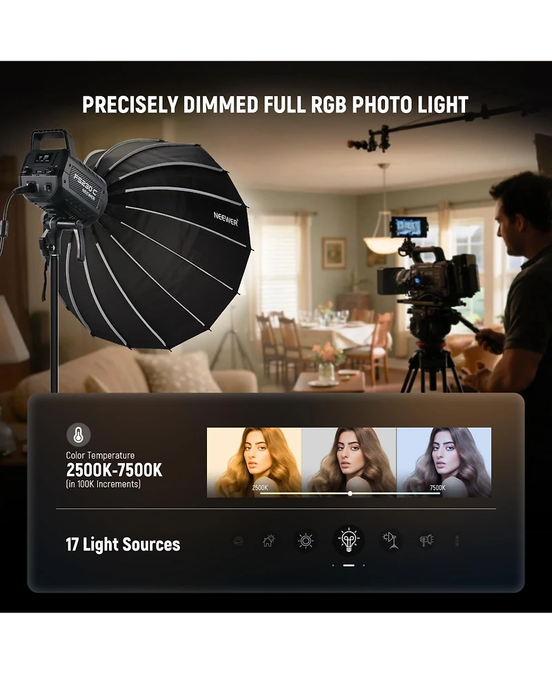 Neewer FS230C Led Video Light with 230W, 23000lux, 2500K-7500K