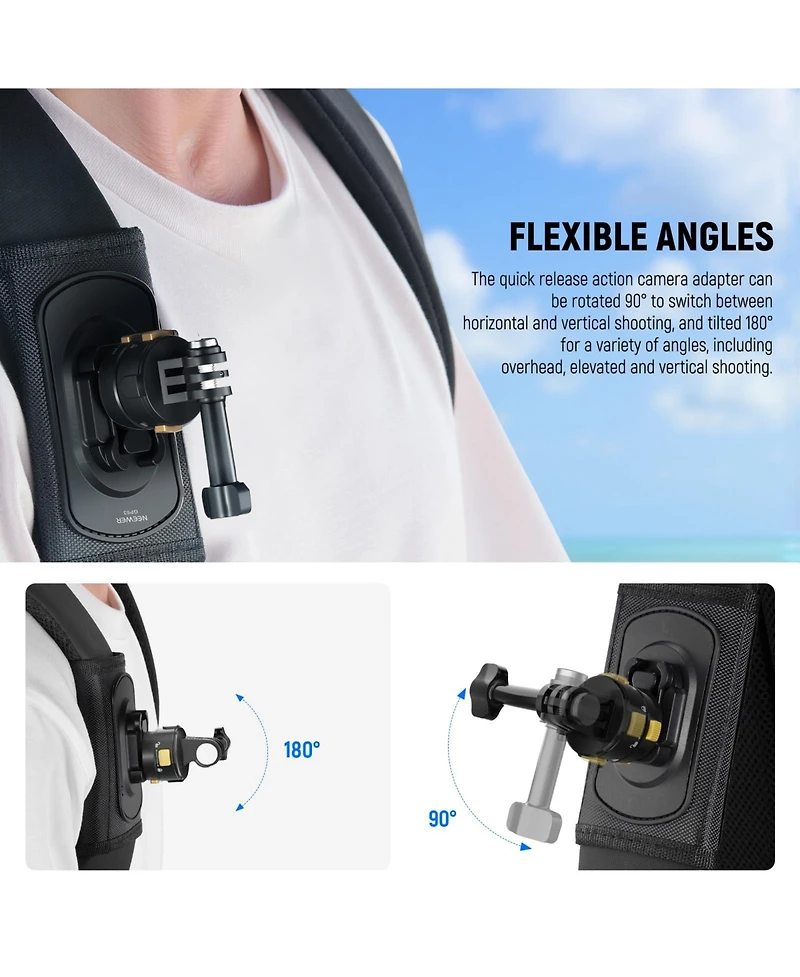 Neewer GP63 Camera Mounting Accessory for select GoPro, Dji and Insta360 action cameras