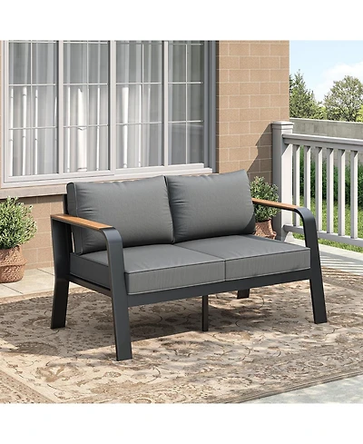 gaomon Outdoor 2-Seat Aluminum Patio Sofa Chair, Outdoor Furniture for Garden, Balcony, Deck, Backyard