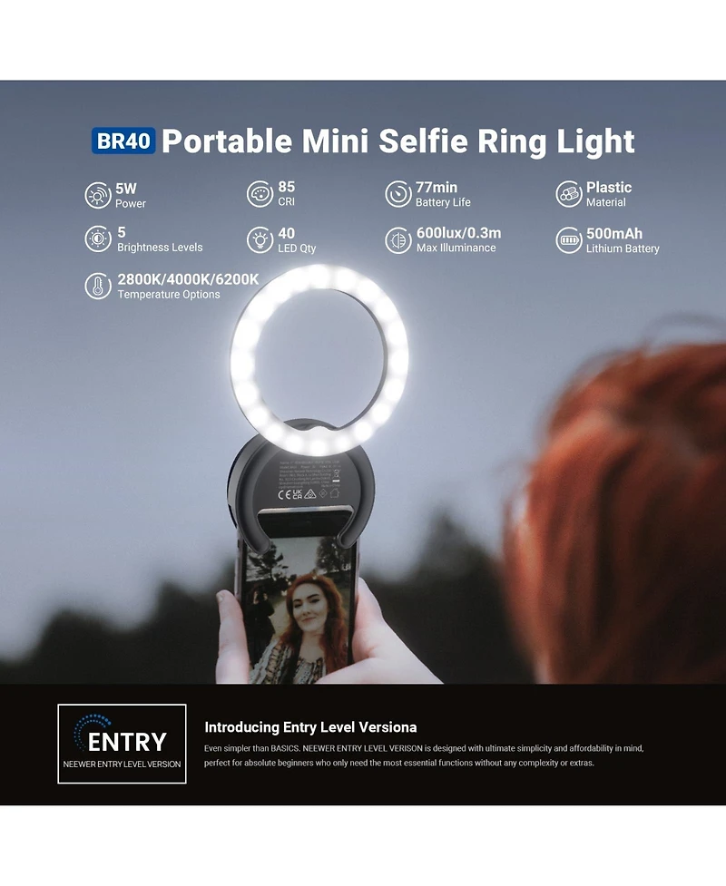 Neewer BR40 Ring Light with 5W, 500mAh, CRI85 for select iPhone models