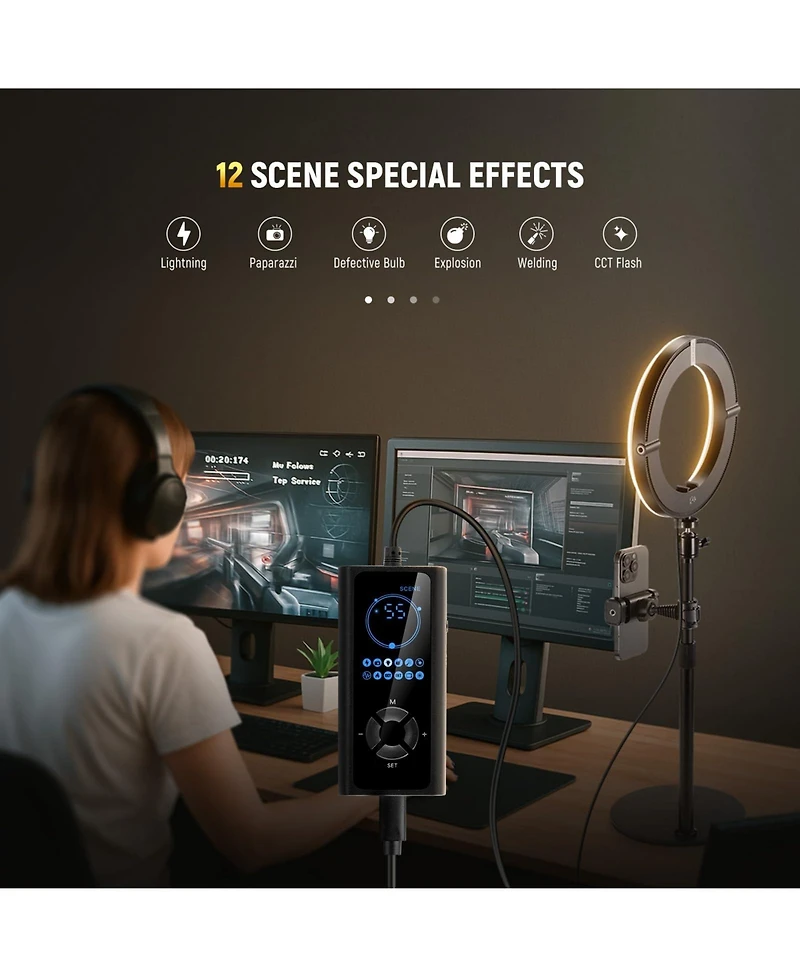 Neewer RH10B Ring Light with 20W, 2900K-7000K, CRI97 for select iPhone models