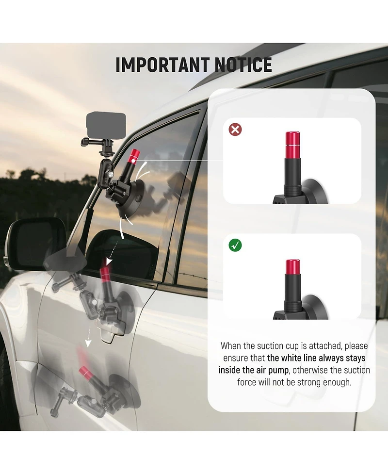 Neewer CA136 Camera Mounting Accessory with 60cm, 2.2lb, 1kg for select GoPro, Dji and Insta360 action cameras