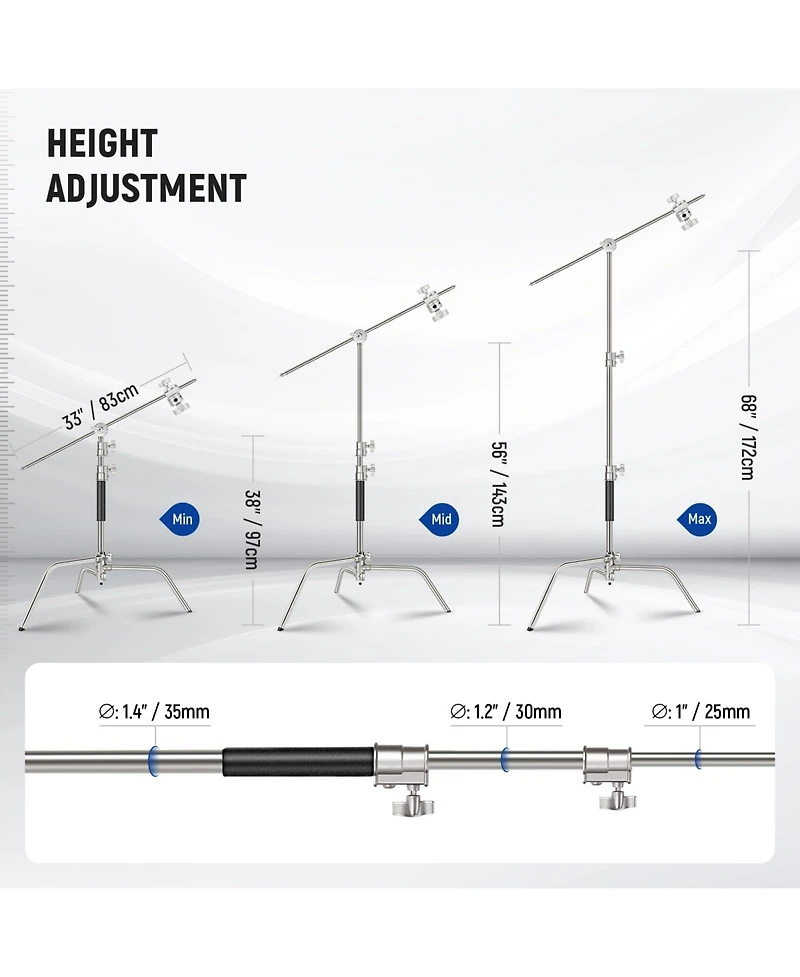 Neewer SC172 Photography Light Stand with 172cm, 2.7ft, 83cm