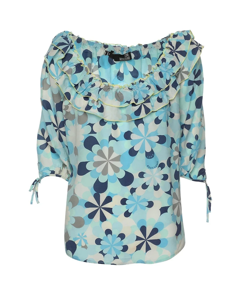 Pre-Owned Love Moschino Women's Beaded Cotton Belted Shirt