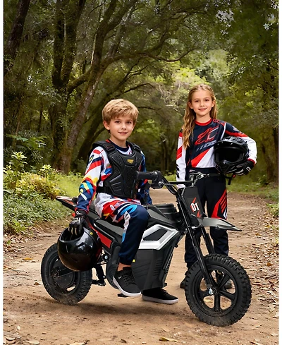 homfan 45.7 x 21.3 26.4 Inch Kids Electric Ride On Motorcycle 24V Battery Powered Toy Bike with 350W Motor for Outdoor Riding