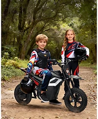 homfan 45.7 x 21.3 26.4 Inch Kids Electric Ride On Motorcycle 24V Battery Powered Toy Bike with 350W Motor for Outdoor Riding