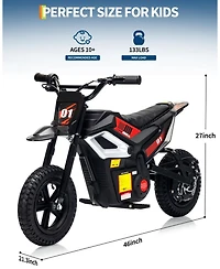 homfan 45.7 x 21.3 26.4 Inch Kids Electric Ride On Motorcycle 24V Battery Powered Toy Bike with 350W Motor for Outdoor Riding