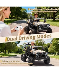 homfan 12V Electric Ride-On Car, Parent Remote Control, Spring Suspension, Music, Led Lights, Horn, 3 Speeds up to 4.1MPH