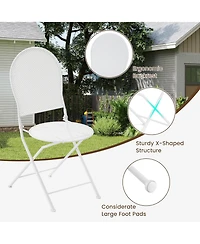 Gymax 3 Piece Patio Set w/ Rattan-like Pattern Metal Patio Folding Bistro Set for 2