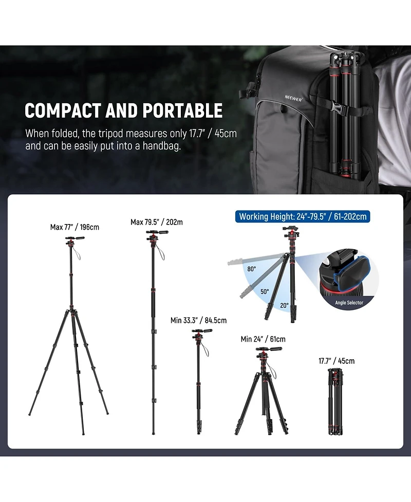Neewer TP08 Camera Tripod with 13lb