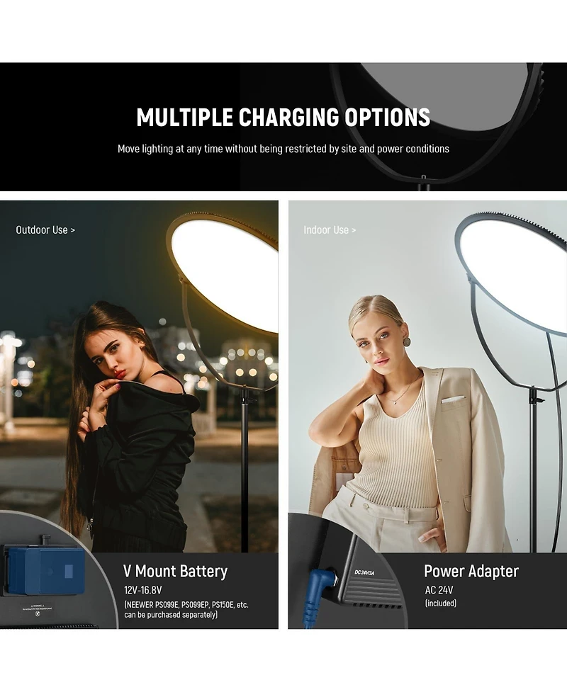 Neewer GR18C Led Video Light with 65W, 6000Lux, 2500K-8500K