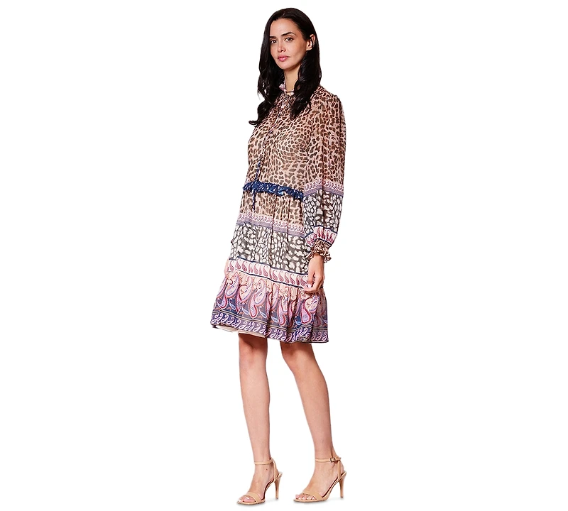 julia jordan Women's Ruffle Details Long-Sleeve Dress