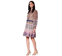 julia jordan Women's Ruffle Details Long-Sleeve Dress