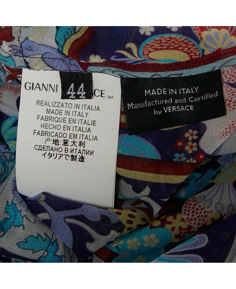 Pre-Owned Versace Women's Printed Silk Patchwork Button-Down Shirt