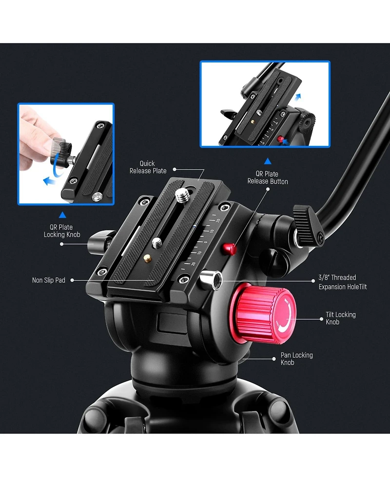 Neewer Camera Tripod with 200cm, 17.6lb, 8kg for select Canon, Nikon and Sony cameras