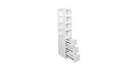 flynama 70.87 Inch High Modern Tall Wooden Storage Cabinet 4-Tier Shelves and Side Drawers Home Bookcase
