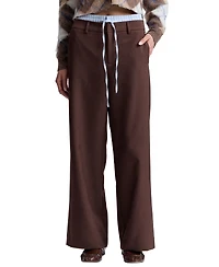 Avec Les Filles Women's Double-Waistband Wide-Leg Pants