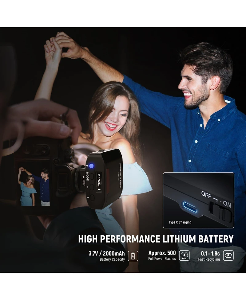 Neewer GN12 Camera Flash with 2000mAh, 5600K for select Canon, Nikon and Sony cameras