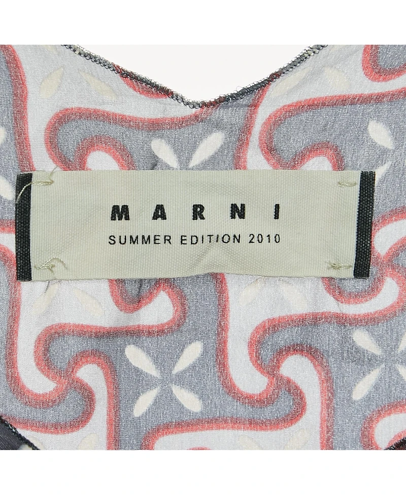 Pre-Owned Marni Women's Geometric Print Silk Draped Blouse
