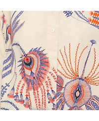 Pre-Owned Dries Van Noten Women's Printed Poplin Drawstring Shirt