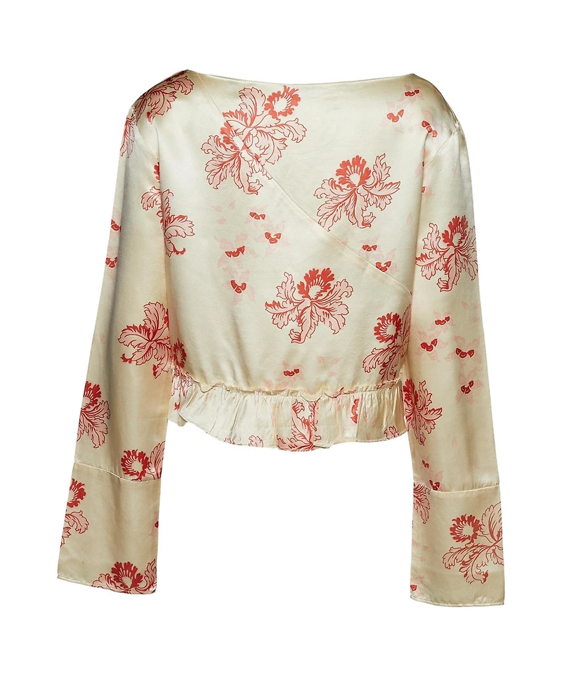 Pre-Owned Marni Women's Floral Print Silk Peplum Blouse