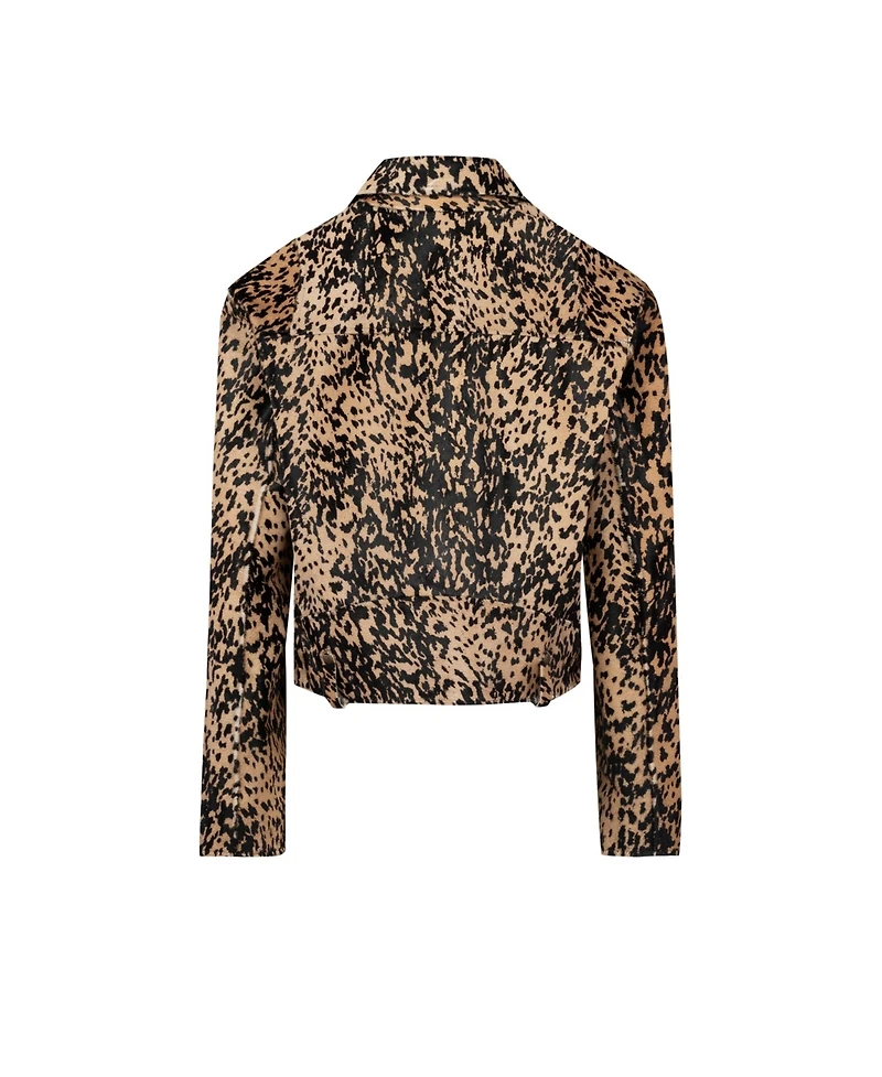 Pcfg Women's Your Itch Leopard-Print Kangaroo Leather Jacket