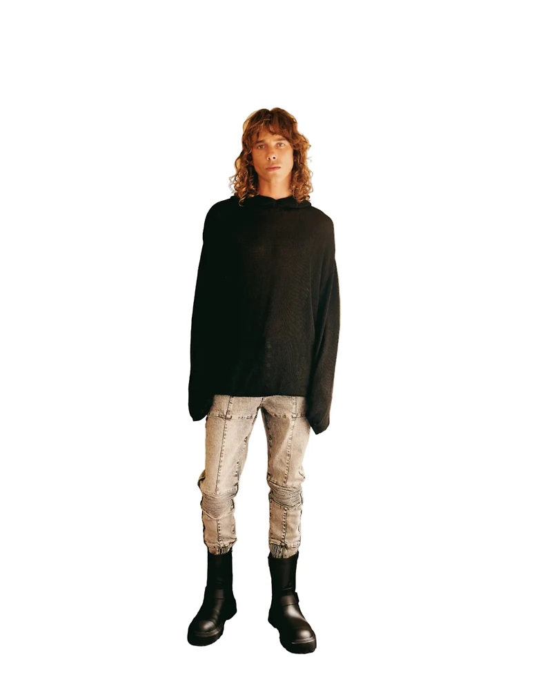 Pcfg Men's Cotton-Blend Knit Hoodie with Woven Patch
