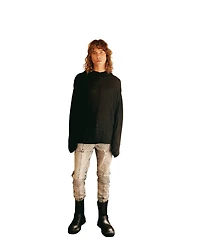 Pcfg Men's Cotton-Blend Knit Hoodie with Woven Patch