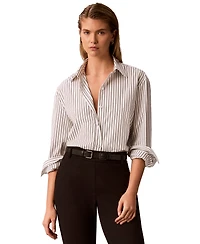 Calvin Klein Women's Striped Collared Neck Shirt